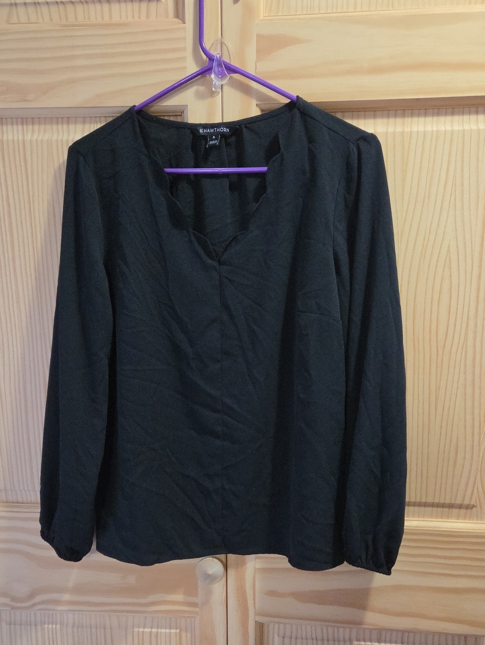 41 Hawthorn Black Long-Sleeve V-Neck Blouse